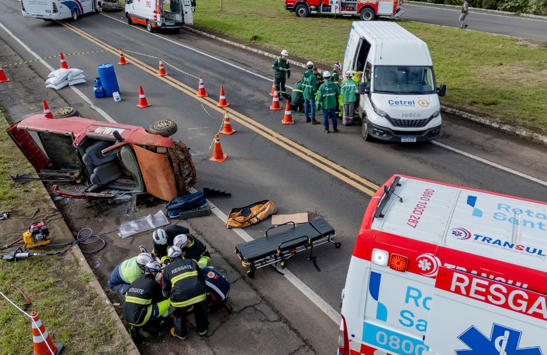 Concessionária Rota de Santa Maria realiza 5º Simulado Operacional de Acidentes de Trânsito na RSC-287 em Santa Cruz do Sul