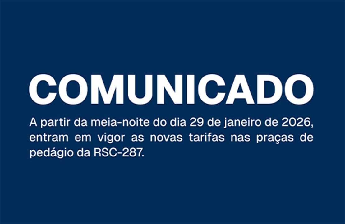 Rota de Santa Maria divulga novos valores das tarifas de pedágio na RSC-287 para o ano de 2026